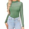 imageAvidlove Womens Sexy Mock Neck Sheer Mesh Long Sleeve Bodysuit Double Lined Slimming Body suit Going Out TopsMedium Grey
