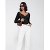 imageAvidlove Bodysuit for Women Long Sleeve Double Lined Tank Top V Neck Bodysuit Tummy Control ShapewearBlack