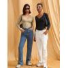 imageAvidlove Bodysuit for Women Long Sleeve Double Lined Tank Top V Neck Bodysuit Tummy Control ShapewearBlack