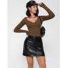imageAvidlove Bodysuit for Women Long Sleeve Double Lined Tank Top V Neck Bodysuit Tummy Control ShapewearBrown