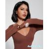 imageAvidlove Bodysuit for Women Long Sleeve Double Lined Tank Top V Neck Bodysuit Tummy Control ShapewearFuchsia