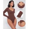 imageAvidlove Bodysuit for Women Long Sleeve Double Lined Tank Top V Neck Bodysuit Tummy Control ShapewearFuchsia