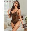 imageAvidlove Bodysuit for Women Sexy Lace Top One Piece Lingerie V Neck Mesh Tops Going Out Cami Naughty Push Up Body Suit SXXLBrown