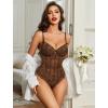 imageAvidlove Bodysuit for Women Sexy Lace Top One Piece Lingerie V Neck Mesh Tops Going Out Cami Naughty Push Up Body Suit SXXLBrown
