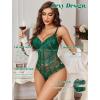 imageAvidlove Bodysuit for Women Sexy Lace Top One Piece Lingerie V Neck Mesh Tops Going Out Cami Naughty Push Up Body Suit SXXLDark Green