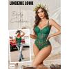 imageAvidlove Bodysuit for Women Sexy Lace Top One Piece Lingerie V Neck Mesh Tops Going Out Cami Naughty Push Up Body Suit SXXLDark Green