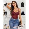 imageAvidlove Bodysuit for Women Sexy Lace Top One Piece Lingerie V Neck Mesh Tops Going Out Cami Naughty Push Up Body Suit SXXLDark Red