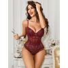 imageAvidlove Bodysuit for Women Sexy Lace Top One Piece Lingerie V Neck Mesh Tops Going Out Cami Naughty Push Up Body Suit SXXLDark Red