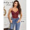 imageAvidlove Bodysuit for Women Sexy Lace Top One Piece Lingerie V Neck Mesh Tops Going Out Cami Naughty Push Up Body Suit SXXLDark Red