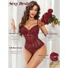 imageAvidlove Bodysuit for Women Sexy Lace Top One Piece Lingerie V Neck Mesh Tops Going Out Cami Naughty Push Up Body Suit SXXLDark Red
