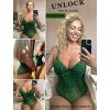 imageAvidlove Bodysuit for Women Sexy Lace Top One Piece Lingerie V Neck Mesh Tops Going Out Cami Naughty Push Up Body Suit SXXLGreen