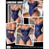 imageAvidlove Bodysuit for Women Sexy Lace Top One Piece Lingerie V Neck Mesh Tops Going Out Cami Naughty Push Up Body Suit SXXLNavy Blue