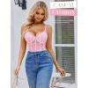 imageAvidlove Bodysuit for Women Sexy Lace Top One Piece Lingerie V Neck Mesh Tops Going Out Cami Naughty Push Up Body Suit SXXLPink