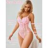 imageAvidlove Bodysuit for Women Sexy Lace Top One Piece Lingerie V Neck Mesh Tops Going Out Cami Naughty Push Up Body Suit SXXLPink