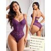 imageAvidlove Bodysuit for Women Sexy Lace Top One Piece Lingerie V Neck Mesh Tops Going Out Cami Naughty Push Up Body Suit SXXLPurple