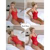 imageAvidlove Bodysuit for Women Sexy Lace Top One Piece Lingerie V Neck Mesh Tops Going Out Cami Naughty Push Up Body Suit SXXLRed