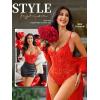 imageAvidlove Bodysuit for Women Sexy Lace Top One Piece Lingerie V Neck Mesh Tops Going Out Cami Naughty Push Up Body Suit SXXLRed