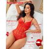 imageAvidlove Bodysuit for Women Sexy Lace Top One Piece Lingerie V Neck Mesh Tops Going Out Cami Naughty Push Up Body Suit SXXLRed