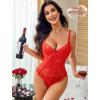 imageAvidlove Bodysuit for Women Sexy Lace Top One Piece Lingerie V Neck Mesh Tops Going Out Cami Naughty Push Up Body Suit SXXLRed