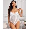 imageAvidlove Bodysuit for Women Sexy Lace Top One Piece Lingerie V Neck Mesh Tops Going Out Cami Naughty Push Up Body Suit SXXLWhite