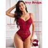 imageAvidlove Bodysuit for Women Sexy Lace Top One Piece Lingerie V Neck Mesh Tops Going Out Cami Naughty Push Up Body Suit SXXLWine Red