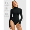 imageAvidlove Bodysuits for Women High Neck Long Sleeve Body Suits Snap Closure Double Lined Mock Neck Bodysuit SoftBlack