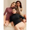 imageAvidlove Bodysuits for Women High Neck Long Sleeve Body Suits Snap Closure Double Lined Mock Neck Bodysuit SoftBlack
