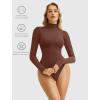 imageAvidlove Bodysuits for Women High Neck Long Sleeve Body Suits Snap Closure Double Lined Mock Neck Bodysuit SoftBrown
