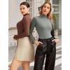 imageAvidlove Bodysuits for Women High Neck Long Sleeve Body Suits Snap Closure Double Lined Mock Neck Bodysuit SoftDark Grey