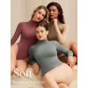 imageAvidlove Bodysuits for Women High Neck Long Sleeve Body Suits Snap Closure Double Lined Mock Neck Bodysuit SoftDark Grey