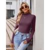 imageAvidlove Bodysuits for Women High Neck Long Sleeve Body Suits Snap Closure Double Lined Mock Neck Bodysuit SoftDark Purple