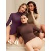 imageAvidlove Bodysuits for Women High Neck Long Sleeve Body Suits Snap Closure Double Lined Mock Neck Bodysuit SoftDark Purple