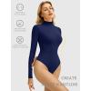 imageAvidlove Bodysuits for Women High Neck Long Sleeve Body Suits Snap Closure Double Lined Mock Neck Bodysuit SoftNavy Blue
