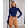 imageAvidlove Bodysuits for Women High Neck Long Sleeve Body Suits Snap Closure Double Lined Mock Neck Bodysuit SoftNavy Blue