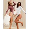 imageAvidlove Bodysuits for Women High Neck Long Sleeve Body Suits Snap Closure Double Lined Mock Neck Bodysuit SoftPurple Red