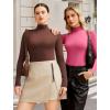 imageAvidlove Bodysuits for Women High Neck Long Sleeve Body Suits Snap Closure Double Lined Mock Neck Bodysuit SoftRose Red
