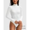 imageAvidlove Bodysuits for Women High Neck Long Sleeve Body Suits Snap Closure Double Lined Mock Neck Bodysuit SoftWhite