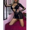 imageAvidlove Fishnet Lingerie for Women Sexy Long Sleeve Mesh Badydoll Chemise Lingeries Dress Hollow Out OutfitsBblack