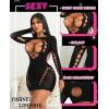 imageAvidlove Fishnet Lingerie for Women Sexy Long Sleeve Mesh Badydoll Chemise Lingeries Dress Hollow Out OutfitsBblack