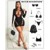 imageAvidlove Fishnet Lingerie for Women Sexy Long Sleeve Mesh Badydoll Chemise Lingeries Dress Hollow Out OutfitsBblack
