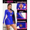 imageAvidlove Fishnet Lingerie for Women Sexy Long Sleeve Mesh Badydoll Chemise Lingeries Dress Hollow Out OutfitsBlue