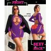imageAvidlove Fishnet Lingerie for Women Sexy Long Sleeve Mesh Badydoll Chemise Lingeries Dress Hollow Out OutfitsLight Purple