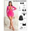 imageAvidlove Fishnet Lingerie for Women Sexy Long Sleeve Mesh Badydoll Chemise Lingeries Dress Hollow Out OutfitsRose Red