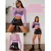 imageAvidlove Fishnet Top for Women Fishnet Crop Top Long Sleeve Fishnet Shirt Fishnet Long Sleeve TopLight Purple
