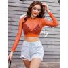 imageAvidlove Fishnet Top for Women Fishnet Crop Top Long Sleeve Fishnet Shirt Fishnet Long Sleeve TopOrange