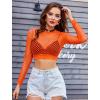 imageAvidlove Fishnet Top for Women Fishnet Crop Top Long Sleeve Fishnet Shirt Fishnet Long Sleeve TopOrange