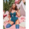 imageAvidlove Lace Bodysuit Lingerie for Women Sexy Garter Lingerie Set Teddy LingerieBlue Green