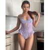 imageAvidlove Lace Bodysuit Lingerie for Women Sexy Garter Lingerie Set Teddy LingerieLilac Purple