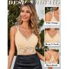 imageAvidlove Lace Bralette for Women V Neck Camisoles Racerback Adjustable Strap Sexy Crop TopsBeige