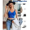imageAvidlove Lace Bralette for Women V Neck Camisoles Racerback Adjustable Strap Sexy Crop TopsBlue